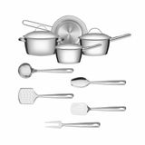 Kit Cozinha Allegra Aço Inox Fundo Triplo 9 Peças Com Utensílios - Tramontina