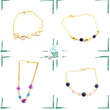 Kit 05 Pulseira Bracelete Feminina semi joia folheadas Luxo e Estilo +  caixinha individual