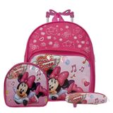 Kit Mochila Infantil Feminina Rodinha Minnie Pequena Passeio