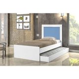 Cama Luara Solteiro 0,88cm Branco/azul Com Auxiliar Branco - Cambel