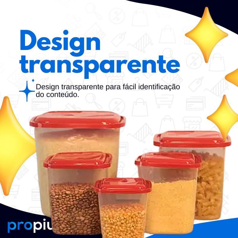 Porta Mantimento Conjunto Potes Condimentos Feijão Arroz