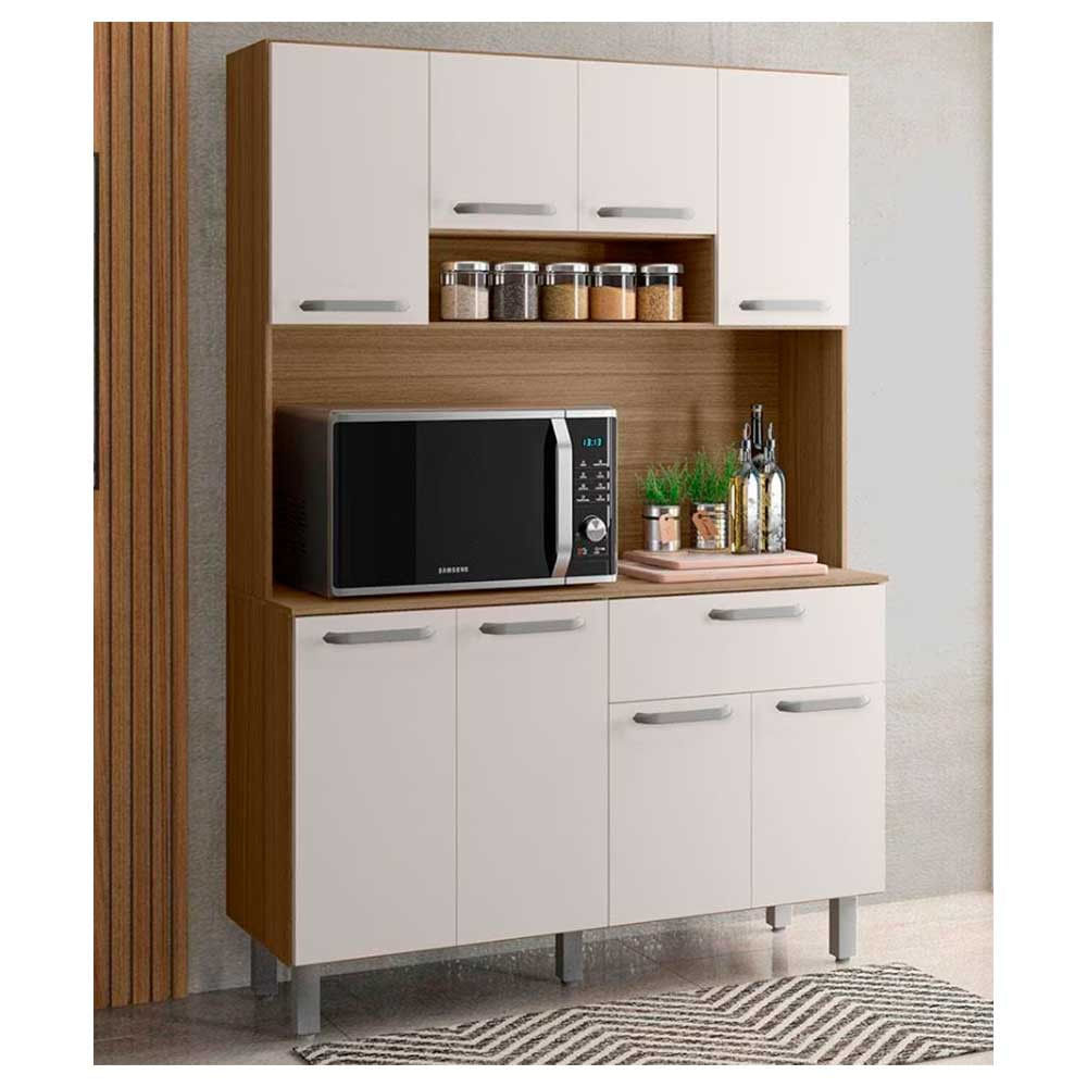 Cozinha Compacta Poliman Nice Com 8 Portas 1 Gaveta E 2 Prateleiras 120cm De Largura