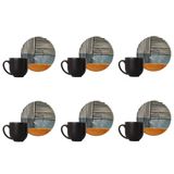 Conjunto De Xícara De Cafezinho Com Pires 06 Peças Coup Abstrata Porto Brasil