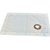 Americano De Linho Natal Branco Bordado Com Guirlandinha 36x50 Cm