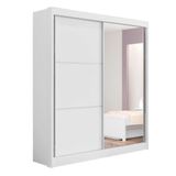 Guarda Roupa Solteiro Com Espelho 2 Portas 3 Gavetas 100% Mdf Athenas D&#39;doro Cor:branco