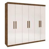 Guarda Roupa Casal 6 Portas 4 Gavetas 100% Mdf Leblon D&#39;doro Cor:ipê Off