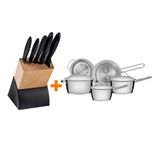 Kit - Faqueiro Plenus 6 Peças + 1 Jogo De Panelas Inox Allegra 5 Peças - Tramontina