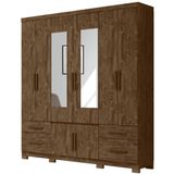 Guarda Roupa Casal 8 Portas Com Espelho 9433 Castanho Wood Moval Castanho Wood