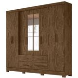 Guarda Roupa Casal 8 Portas Com Espelho 9413 Castanho Wood Moval Castanho Wood