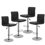 Kit 4 Banquetas Confort Gomos Estofada Giratória Preto