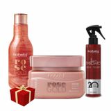 Hobety Rose Gold Shamp 300ml Másc 300gr+ Liso Imediato 255ml