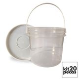 Branco 2.2l Alça Plástica Transparente 20 Pçs