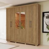 Guarda Roupa Casal Kappesberg Com Pés E Espelho 6 Portas 3 Gavetas Nogueira