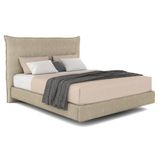 Cama Queen Flutuante Com Cabeceira 160cm Lyra S05 Linho Bege - Mpozenato
