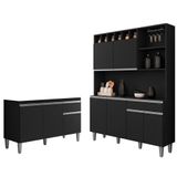 Cozinha Compacta Alice E Balcão Gabinete Sem Tampo Tatiane 120cm Preto - Ajl Móveis