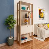 Estante Para Livros Match 1 Porta 3 Prateleiras White/carvalho Artely Off White/carvalho