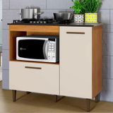 Balcão 2 Portas Para Cooktop 4 Bocas Zurique Kaiki Móveis Nature/off White