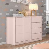 Cômoda Infantil Diamante 2 Portas E 4 Gavetas Com Cabideiro 100% Mdf Rosé - Phoenix Baby