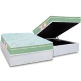 Cama Box Baú Casal: Colchão Espuma Castor D33 Sleep Max Euro Pillow + Base White(138x188)