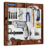 KIT DE FERRAMENTAS COM FURADEIRA ELETRICA 500 W 100 PECAS TRAMONTINA