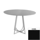 Mesa De Jantar Mh-5299 Herval Redonda 70 Cm Madeira Laca Fosca Preta Vidro Preto Base Preta