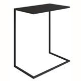 Mesa Lateral Apoio Sofá Steel Quadra Industrial Artesano 58 Cm Mdp Preto Estrutura Em Aço Preto