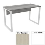 Mesa De Escritório Pé Tubular Pe25 Em Mdp 150 X 70 Cm Cor Nogueira Casablanca E Base Branca