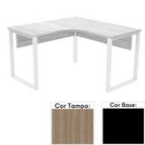 Mesa De Escritório Em L Pé Tubular Pe25 Em Mdp 155 X 155 X 60 Cm Cor Noce Naturalle E Base Preta
