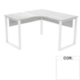 Mesa De Escritório Em L Pé Tubular Pe25 Em Mdp 125 X 125 X 60 Cm Branca Com Base Branca