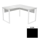 Mesa De Escritório Em L Pé Tubular Pe25 Em Mdp 125 X 125 X 60 Cm Preta Com Base Preta