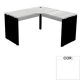Mesa De Escritório Em L Pé Painel Pe25 Em Mdp 135 X 135 X 60 Cm Branca Com Base Branca