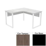 Mesa De Escritório Em L Pé Tubular Pe25 Em Mdp 135 X 135 X 60 Cm Cor Walnut E Base Preta