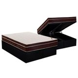 Cama Box Baú Queen: Colchão Ortopédico Ortobom Exclusive + Base Crc Courano Black(158x198)