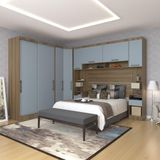 Quarto De Canto Casal Com Guarda Roupas Cabeceira E Mesas De Cabeceira Paris Luciane Móveis Avelã Pf Com Grey Sky Pf