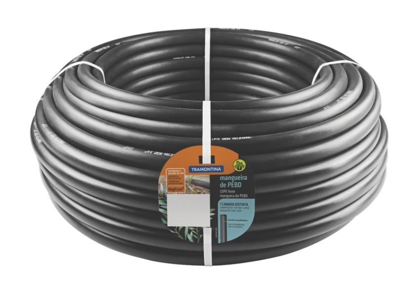 MANGUEIRA PARA IRRIGACAO 3 4 PRETA EM PEBD 1 CAMADA 50 M - 2,5 MM TRAMONTINA