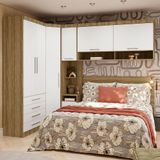 Quarto De Canto Casal Com Guarda Roupas Cabeceira Paris Luciane Móveis Avelã Pf Com Branco Pf