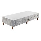 Cama Box Base C/auxiliar Solteiro Universal Tecido Bordado White (88x188x30) - Paropas