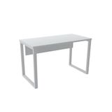 Mesa De Escritório Pé Tubular Pe25 Em Mdp 120 X 60 Cm Branca Com Base Branca