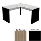 Mesa De Escritório Em L Pé Painel Pe25 Em Mdp 125 X 125 X 60 Cm Cor Noce Naturalle E Base Preta