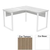 Mesa De Escritório Em L Pé Tubular Pe25 Em Mdp 125 X 125 X 60 Cm Cor Noce Naturalle E Base Branca