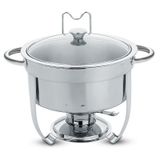 RECHAUD REDONDO EM ACO INOX BANHO MARIA COM SUPORTE PARA TAMPA E FOGAREIRO 7 L TRAMONTINA