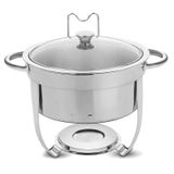 RECHAUD REDONDO EM ACO INOX BANHO MARIA COM SUPORTE PARA TAMPA 7 L TRAMONTINA