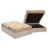Cama Box Baú Casal: Colchão Espuma D33 Polar Pérola + Base Crc Suede Clean(138x188)