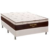 Cama Box Casal: Colchão Molas Ensacadas Ortobom Superpocket Sleep King Látex + Base White(138x188)