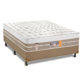 Cama Box Casal: Colchão Molas Castor Pocket Silver Star Air Max + Base Crc Suede Bege(138x188)