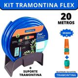 Mangueira De Jardim Com Suporte Tramontinaflex Azul 20mt