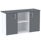 Armário Baixo Credenza Pe25 Pandin 121,50 Cm (largura) Em Mdp Branco E Grafito E Duas Portas