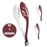 Pegador Kit 2 Unidades Salada Utensilio Garfo Resistente