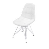 Cadeira Eames Dkr Botonê Assento Pu Branca Base Cromada