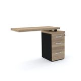 Mesa De Escritório Complemento 104 X 45 Cm Pé Gaveteiro 3 Gavetas Pe40 Em Mdp Noce Naturalle